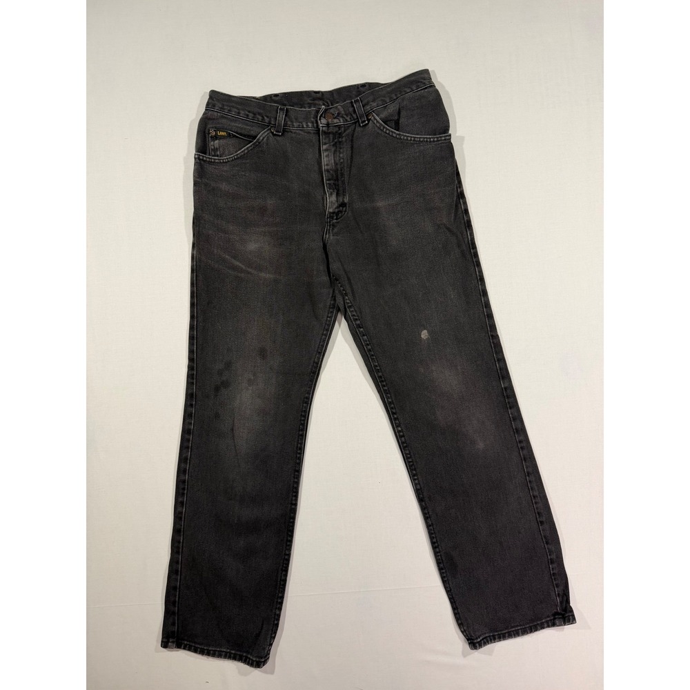 Vintage 1990s Lee Jeans Mens 32 Faded Black Straight Leg Denim Pants 90s